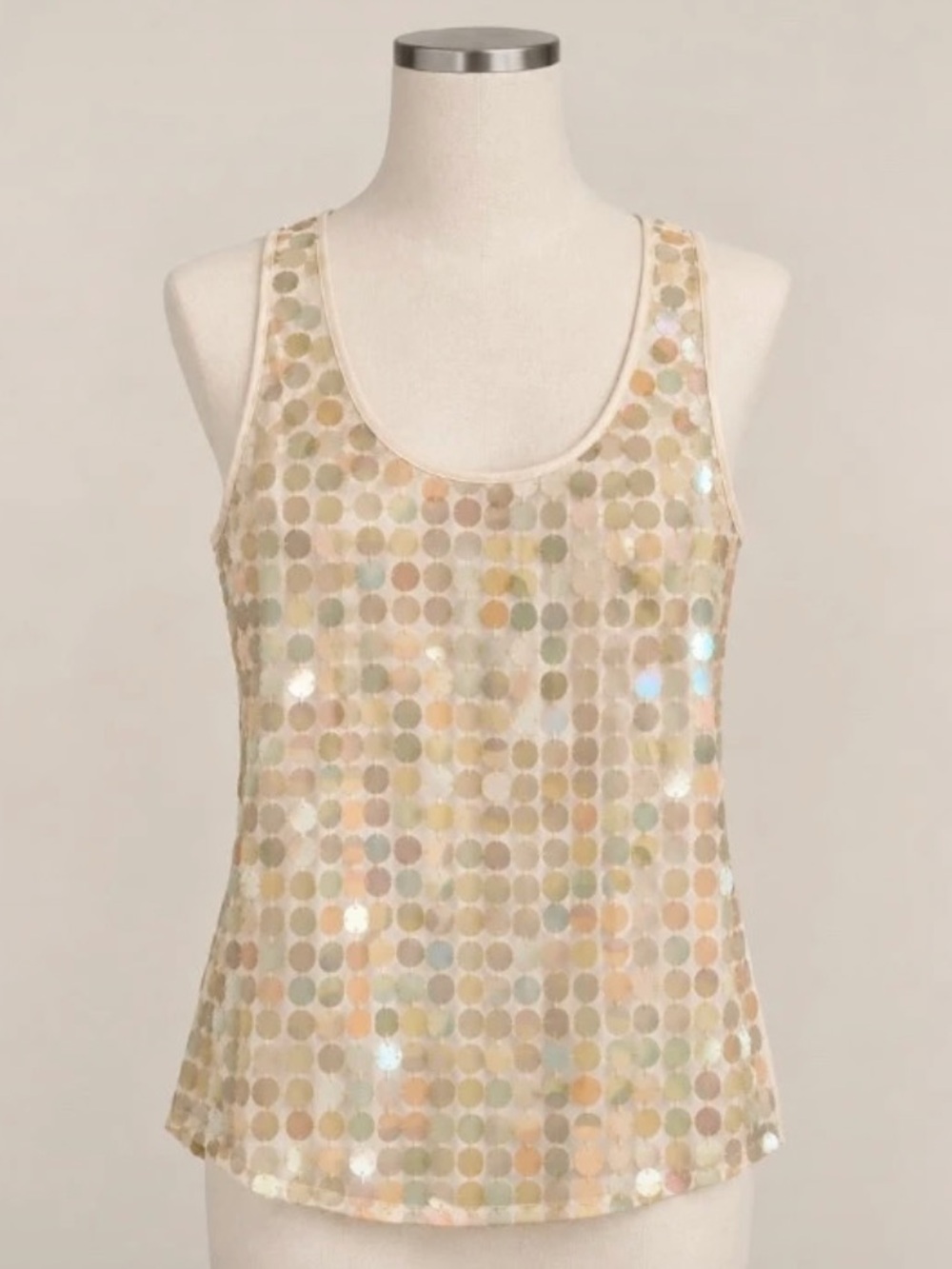 Forever 21 Neutral Multi-Sequin Scoop Tank